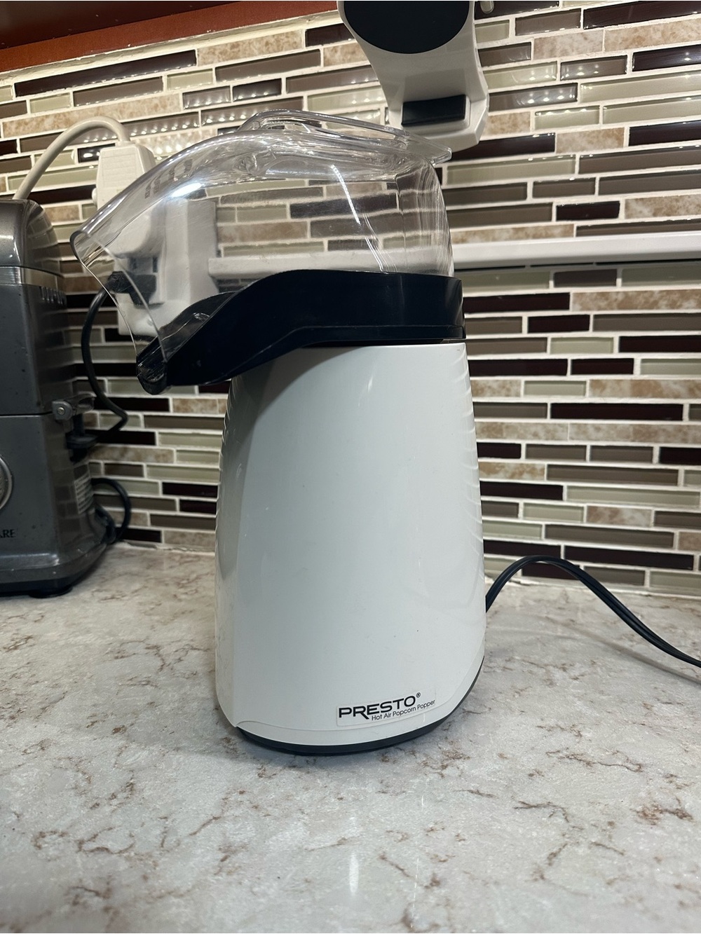 Presto White Hot Air Popcorn Maker - Compact Countertop Popper